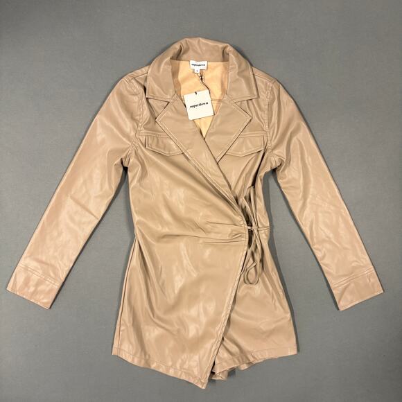 As‎ Is SUPERDOWN Chantel Faux Leather Romper in Nude Size Small - Picture 2 of 16